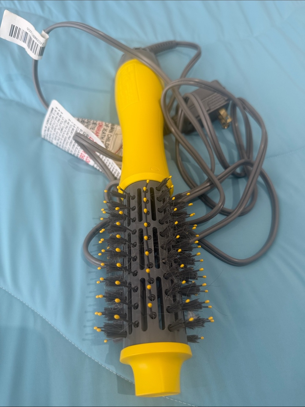 Drybar Yellow and Gray Round Hot Air Brush with Yellow-Tip Bristles
